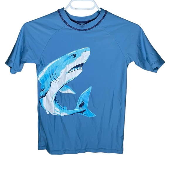 Hatley Other - Hatley 10 Boys Rashguard Large Blue Short Sleeve Swim Tops Tshirt Vacation Beach